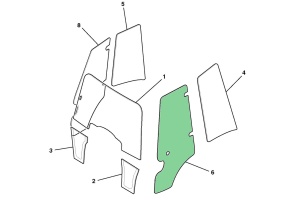 Стекло двери левое JCB 3CX/4CX (Р21) JCB (Original) 827/80472