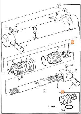 Ремкомплект гидроцилиндра JCB (OEM) 991/00051 (1)