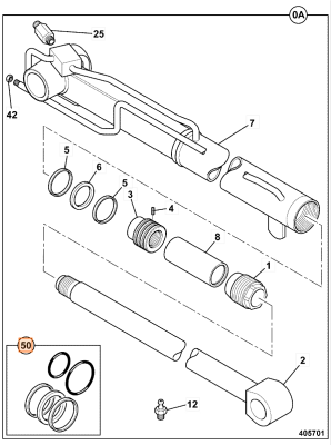 Ремкомплект гидроцилиндра JCB (OEM) 991/00105