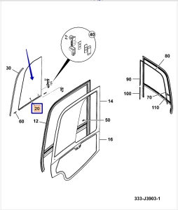 Стекло двери JCB JS (Original) 333/E4563