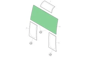 Стекло лобовое верхнее TEREX (TLB 840/890/990/995) T100025